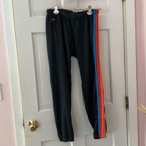 Aviator Nation Medium Sweatpants Navy With Neon Rainbow